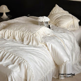 Airy Silky Floral Lace Bedding Set